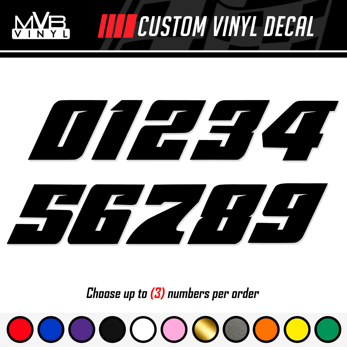 3 Pcs Custom Racing Number Letters Sticker Plate Decal Vinyl 3 Inch 6 Inch 8 Inch 10 Inch For Motorcycle, MX Dirt Bike Motocross, Car