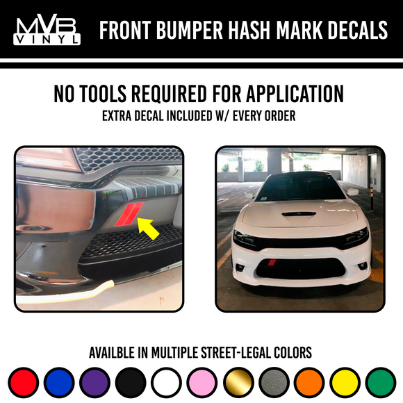 Front Bumper Hash Marks Vinyl Decal Fits: Dodge Charger & More