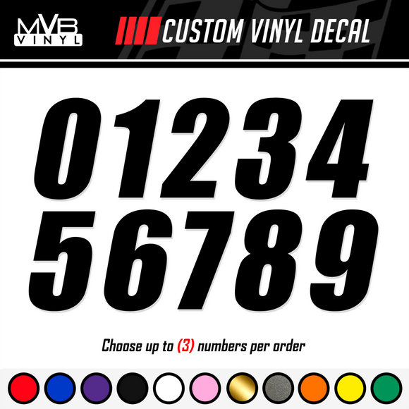 Racing Numbers Vinyl Decal Sticker | Dirt Bike Plate Number BMX Competition [Style 498]