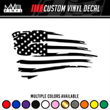 Distressed Tattered American Flag Vinyl Decal Sticker | Ripped Torn USA 824 - Small/Medium