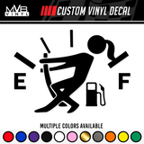 Low Gas Girl Funny Vinyl Decal Car Truck Sticker | Stickman Fuel Door Gauge JDM 801