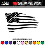 Distressed Tattered American Flag Vinyl Decal Sticker | Ripped Torn USA 824 - Larger/X-Large