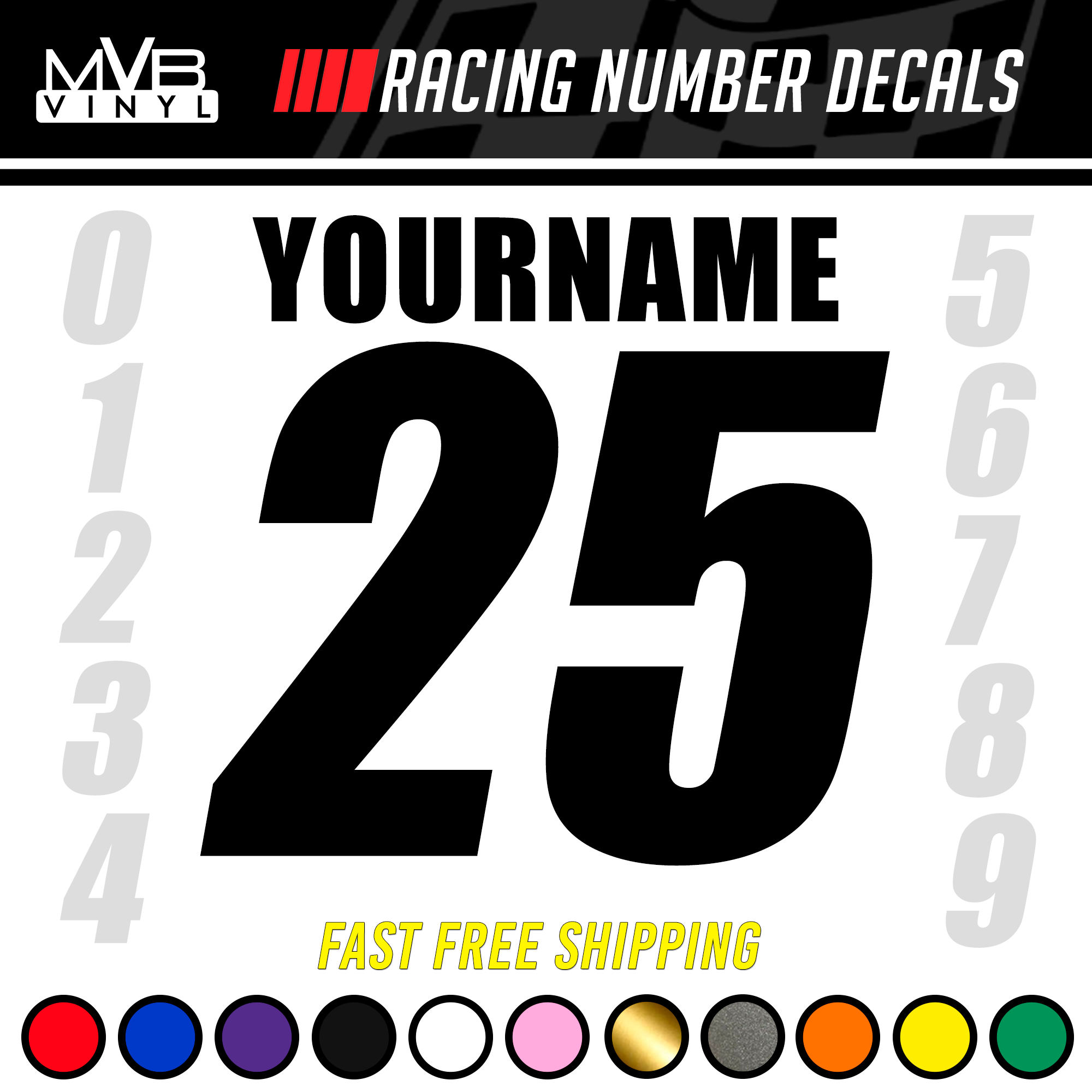 Racing Numbers Vinyl Decal Sticker Dirt Bike Plate BMX Track Numbers – MVB  Vinyl Creations