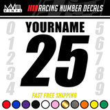 Racing Numbers Vinyl Decal Sticker | Dirt Bike Plate Number BMX Competition [Style 792]