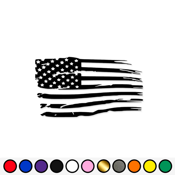 Distressed Tattered American Flag Vinyl Decal Sticker | Ripped Torn USA 641 - Larger/X-Large