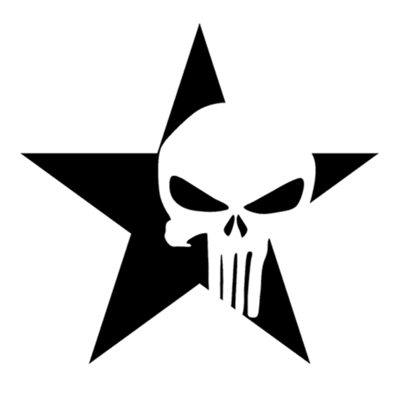 Punisher Star Skull Vinyl Decal Window Cart Truck Sticker Emblem